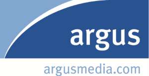 Argus media logo featuring a blue curve 