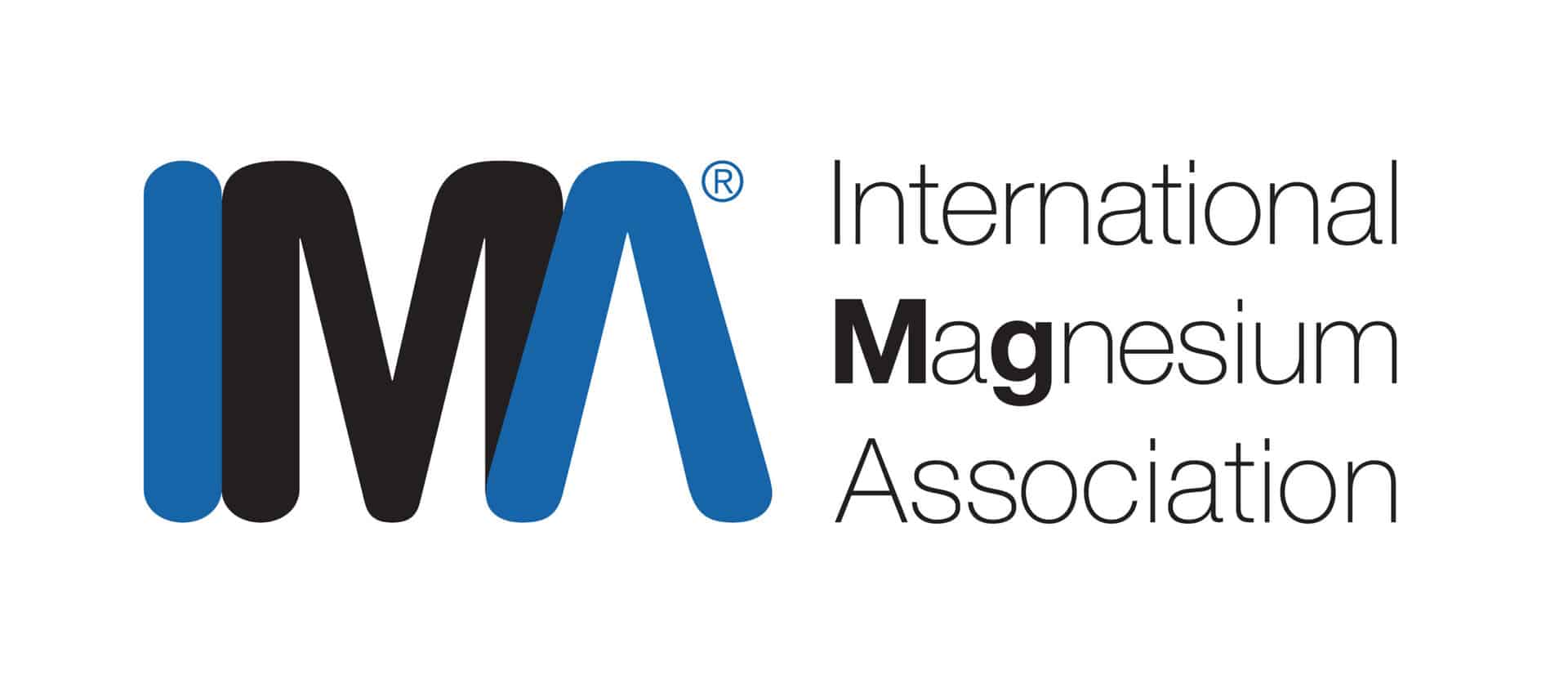 International Magnesium Association log featuring in itials IMA in blue, black, blue