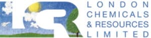 London Chemicals and Resource logo, with the acronym LCR through which a sunlit green field can be seem