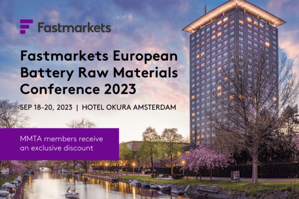 Riverside view of Hotel Okura in Amsterdam with text: Fastmarkets European Battery Raw Materials Conference 2023