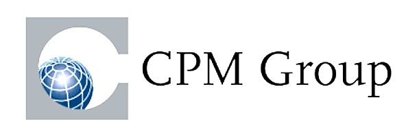 CPM Group logo featuring a stylised silver letter C and a blue globe placed inside it