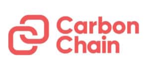 CarbonChain logo featuring a stylized chain link in red on white background