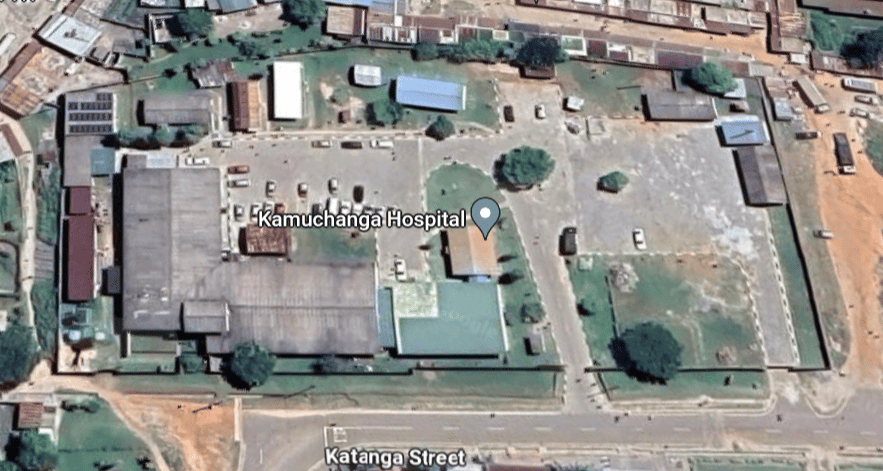 Aerial photograph of the Kamuchanga hospital site in Mufulira, Zambia