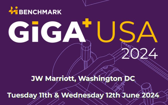 Event banner in purple with benchmark logo and text that says Giga USA 2024, JW Marriott Washington DC, Tuesday 11th 7 Wednesday 12th June 2024