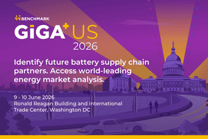 Giga USA 2026 19-20 June, Washington DC banner with purple and orange graphics and orange graphics and a Benchmark Minerals Intelligence logo