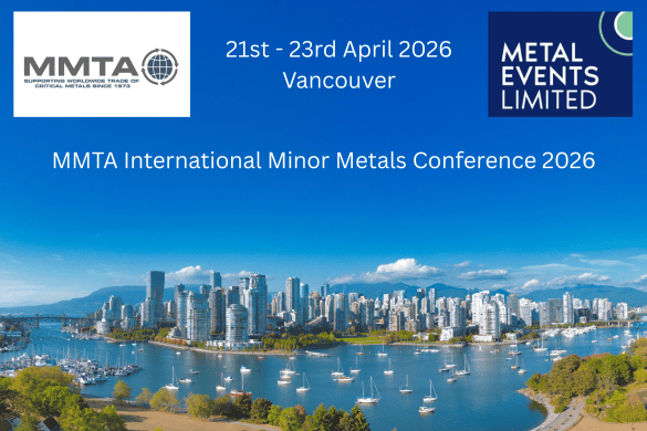 MMTA International Minor Metals Conference 2026 evetn banner with a picture of Vancounver harbour by Wirestock Creators at Shuttlestock